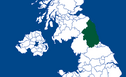 Map of part of the UK highlighting the North East region.