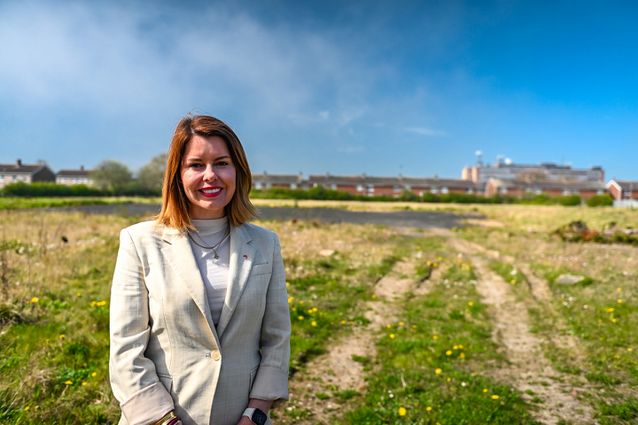 Mayor Kim McGuinness at Coulson Park site in Ashington